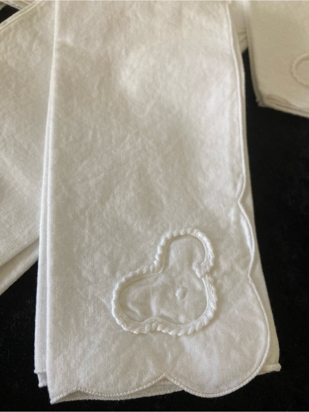 White Embroidered Cotton Dinner Napkins - Set of 12 - Picture 2 of 5